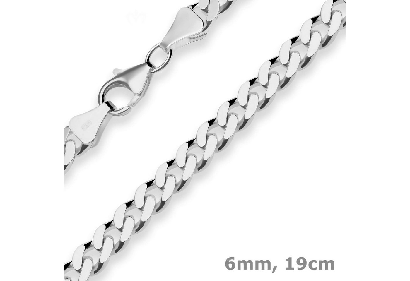 Schmuck Krone Silberarmband 6mm Armband Panzerkette aus 925 Silber rhodiniert 19cm, Silber 925 von Schmuck Krone