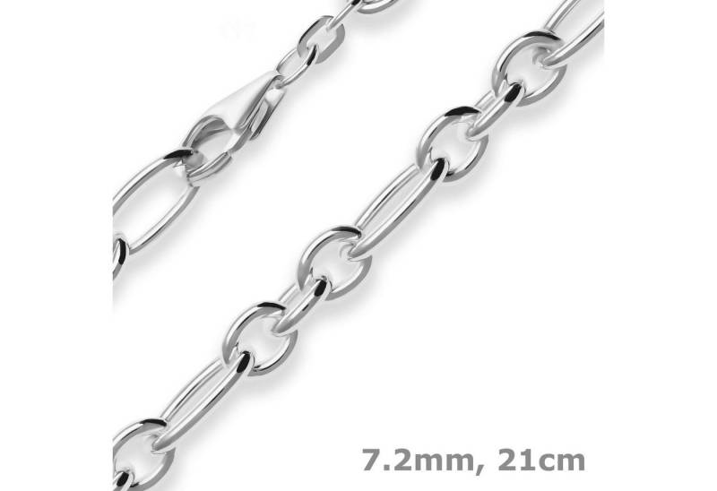 Schmuck Krone Silberarmband 7,2mm Armband Ankerkette-Figaro aus 925 Silber 21cm, Silber 925 von Schmuck Krone