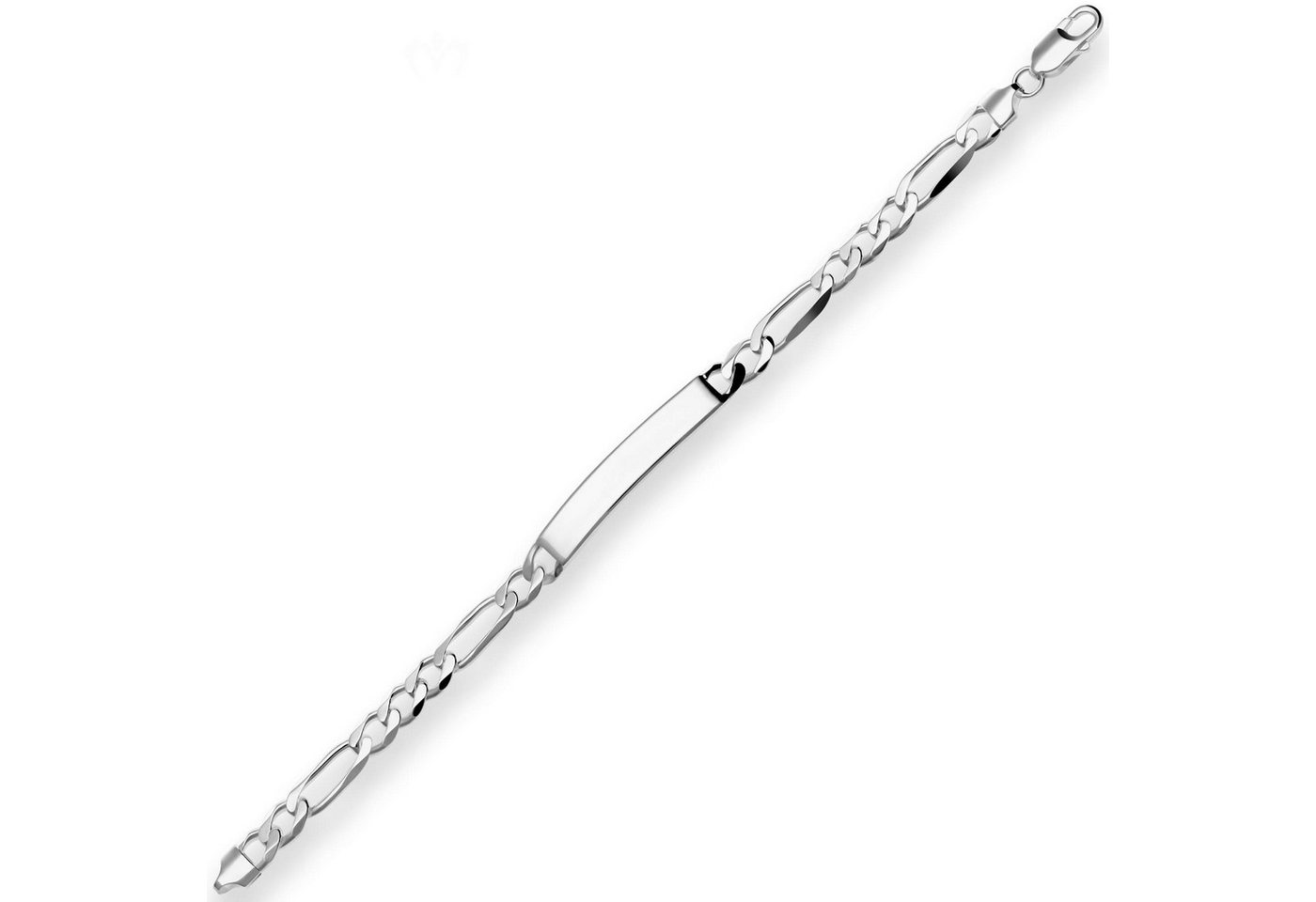 Schmuck Krone Silberarmband 7,4mm Id-Armband Figarokette aus 925 Silber rhodiniert 21cm, Silber 925 von Schmuck Krone