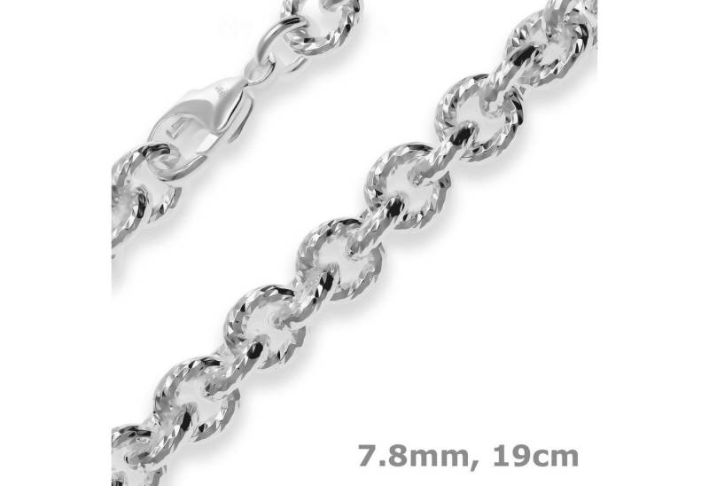 Schmuck Krone Silberarmband 7,8mm Armband Ankerkette gerieft aus 925 Silber 19cm, Silber 925 von Schmuck Krone