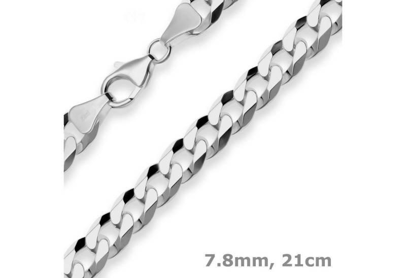 Schmuck Krone Silberarmband 7,8mm Armband Panzerkette aus 925 Silber rhodiniert 21cm, Silber 925 von Schmuck Krone