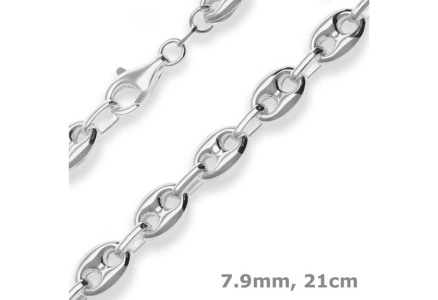 Schmuck Krone Silberarmband 7,9mm Armband Schiffsankerkette aus 925 Silber 21cm, Silber 925 von Schmuck Krone