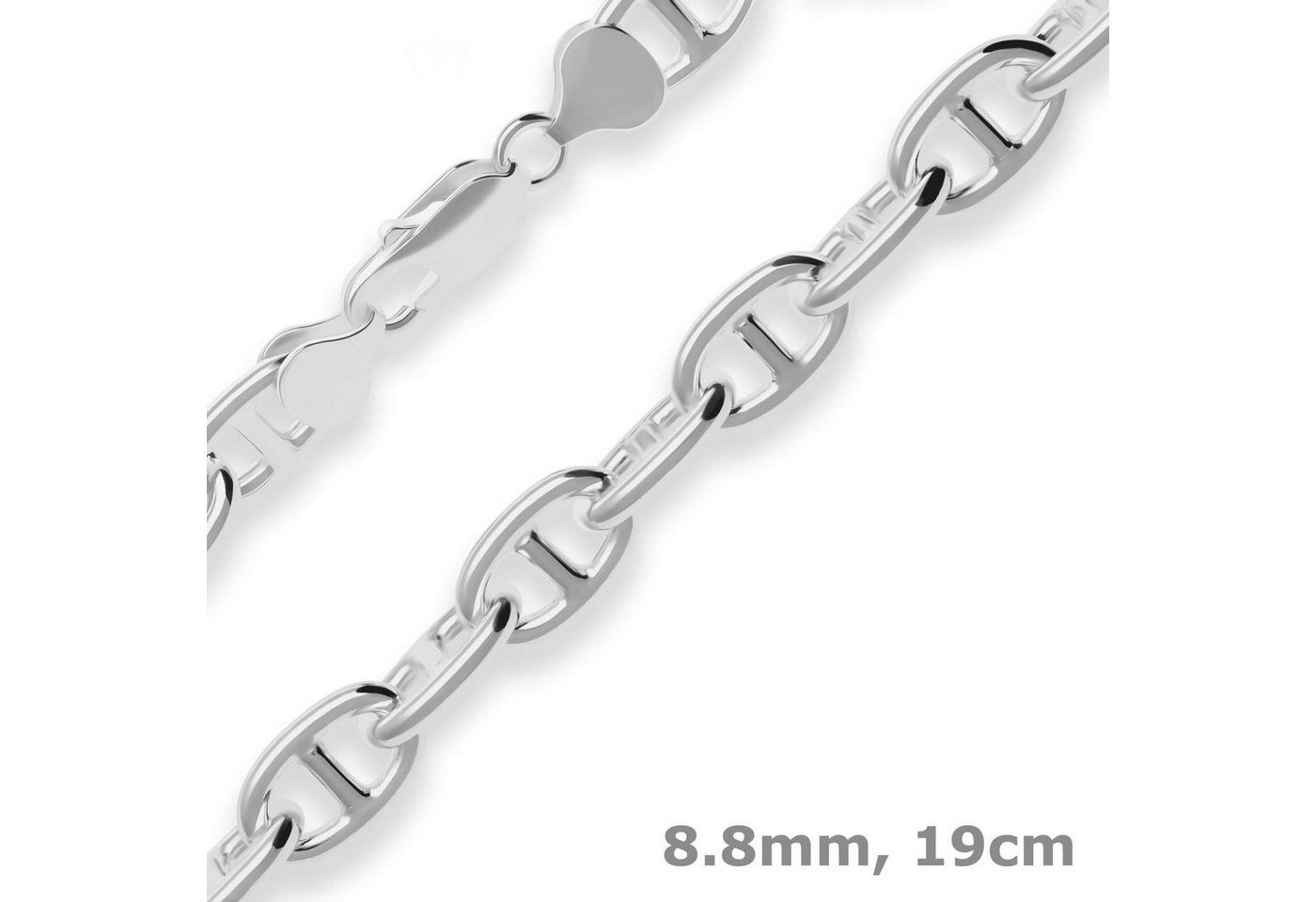 Schmuck Krone Silberarmband 8,8mm Armband Ankerkette-Steg aus 925 Silber 19cm, Silber 925 von Schmuck Krone
