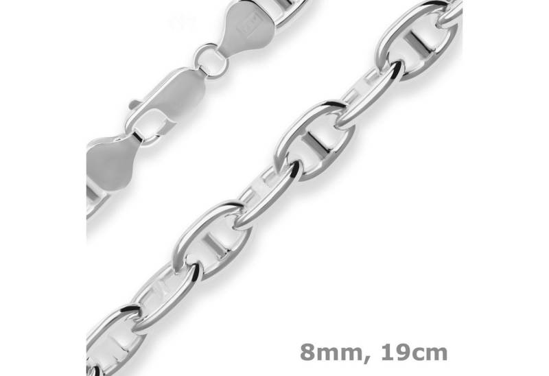 Schmuck Krone Silberarmband 8mm Armband Ankerkette-Steg aus 925 Silber 19cm, Silber 925 von Schmuck Krone