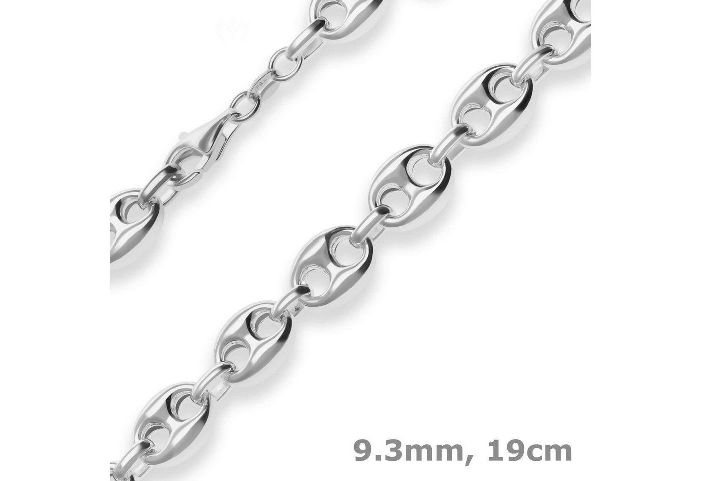 Schmuck Krone Silberarmband 9,3mm Armband Schiffsankerkette aus 925 Silber 19cm, Silber 925 von Schmuck Krone
