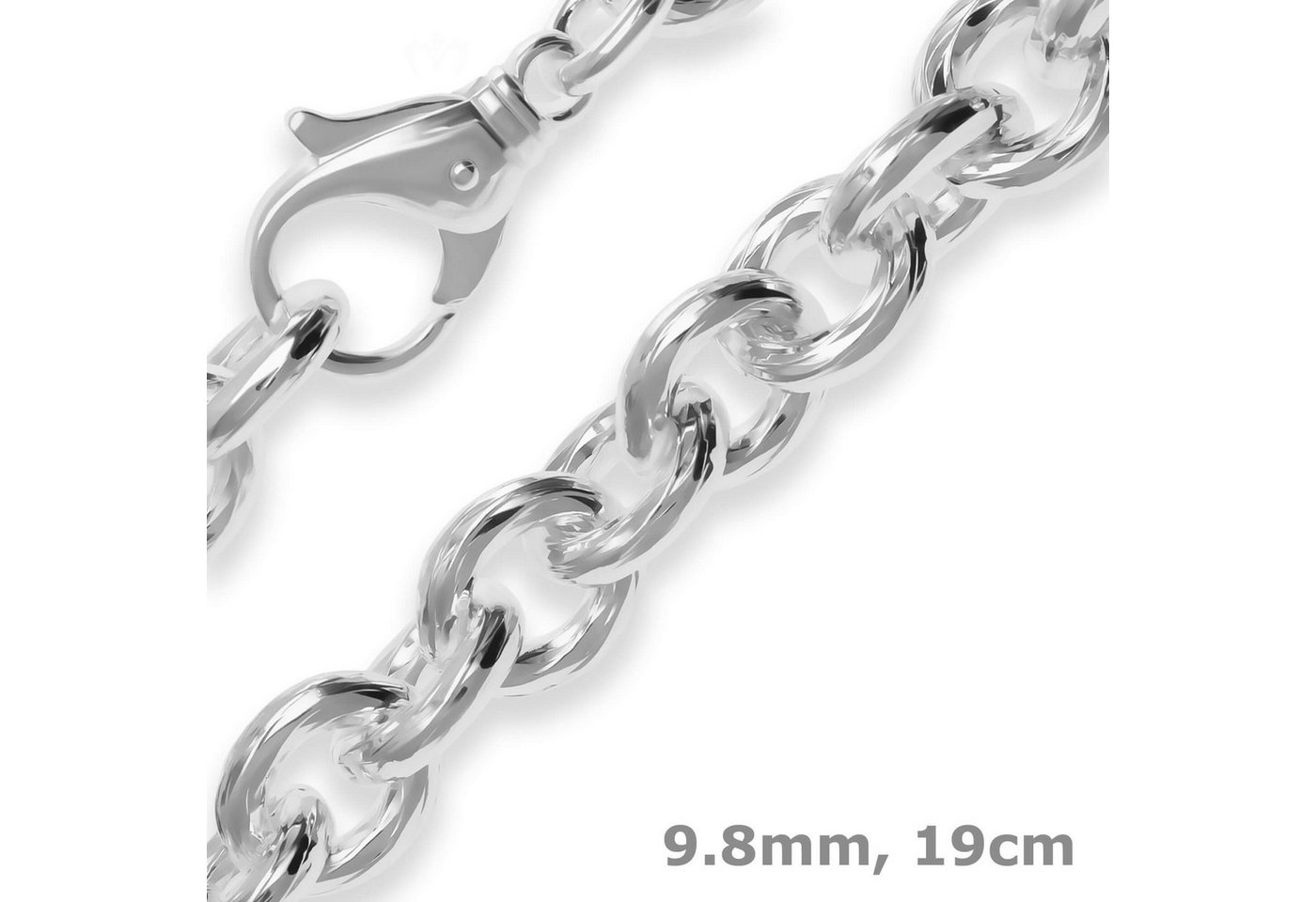 Schmuck Krone Silberarmband 9,8mm Armband Ankerkette gerieft aus 925 Silber 19cm, Silber 925 von Schmuck Krone