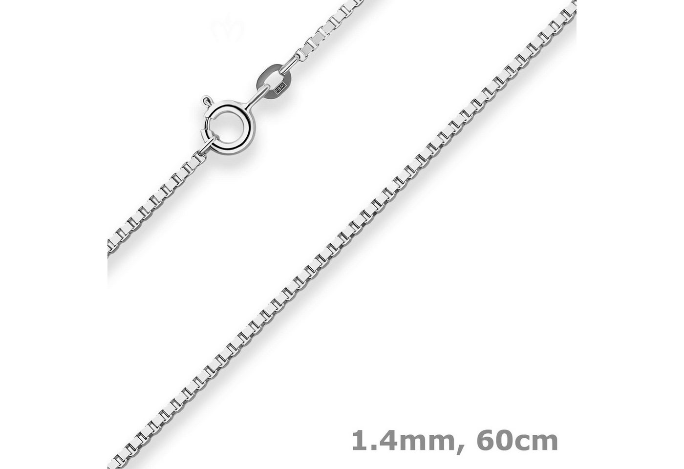 Schmuck Krone Silberkette 1,4mm Veneziakette aus 925 Silber rhodiniert 60cm, Silber 925 von Schmuck Krone