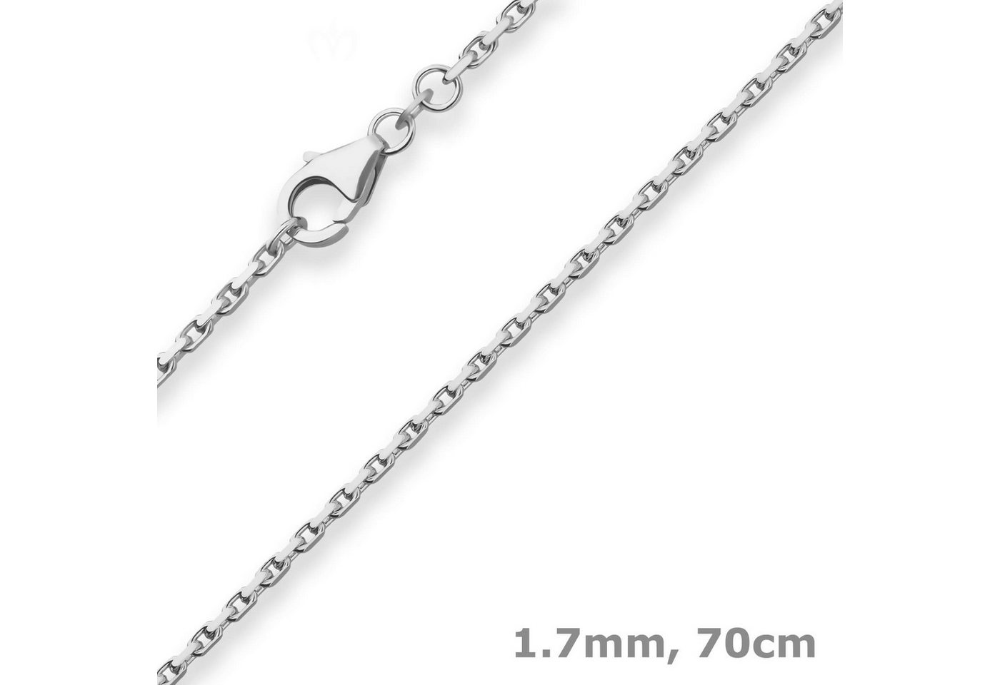 Schmuck Krone Silberkette 1,7mm Ankerkette diamantiert aus 925 Silber 70cm, Silber 925 von Schmuck Krone