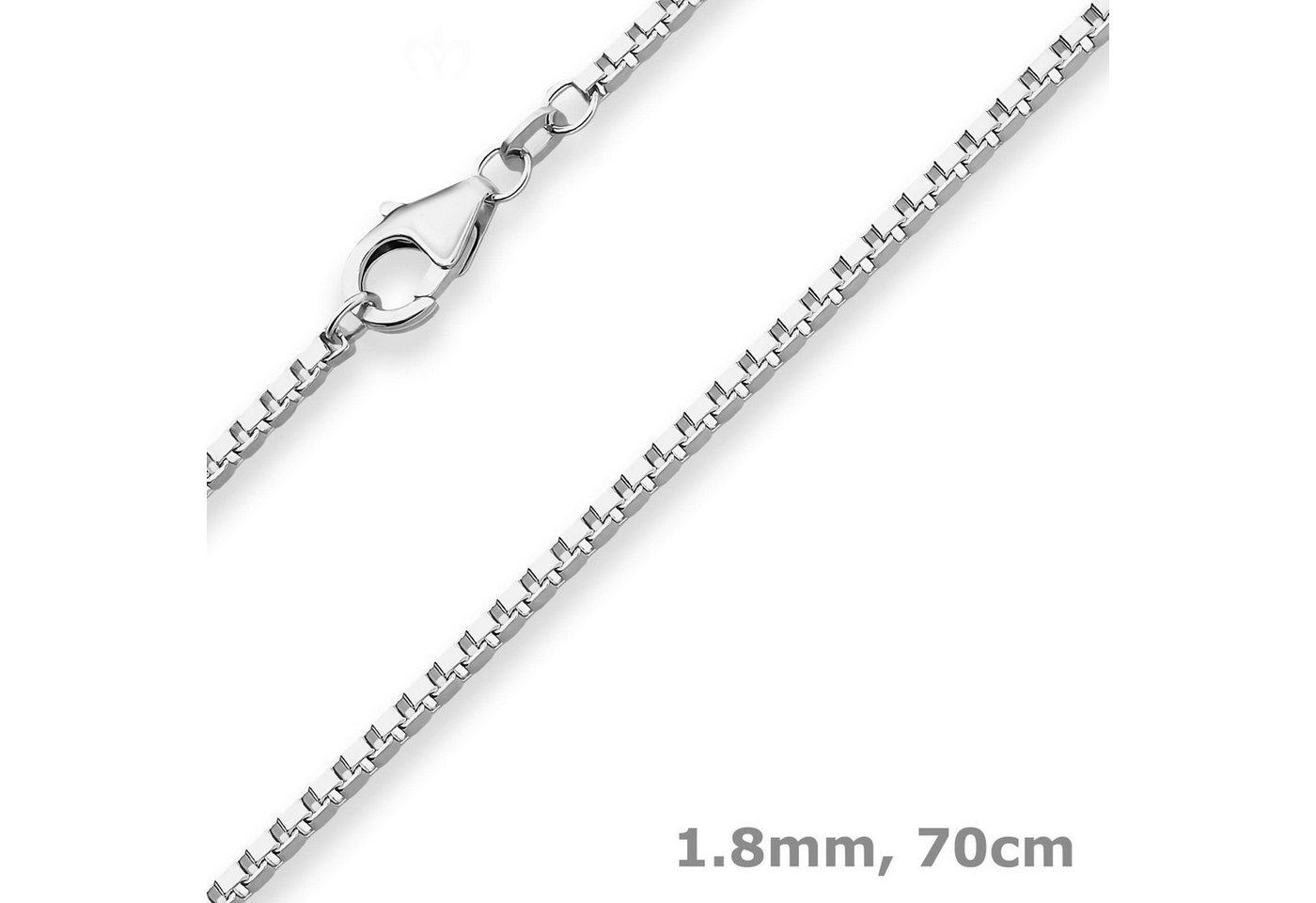 Schmuck Krone Silberkette 1,8mm Veneziakette aus 925 Silber rhodiniert 70cm, Silber 925 von Schmuck Krone