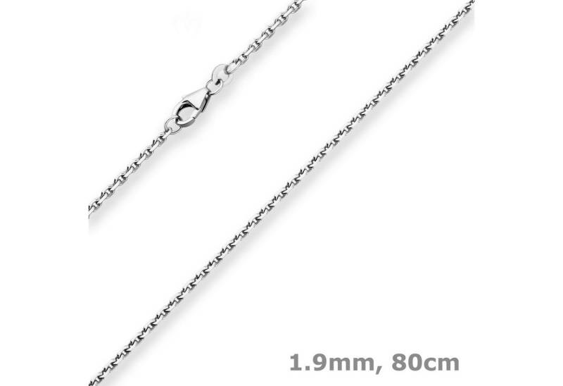Schmuck Krone Silberkette 1,9mm Ankerkette diamantiert aus 925 Silber rhodiniert 80cm, Silber 925 von Schmuck Krone