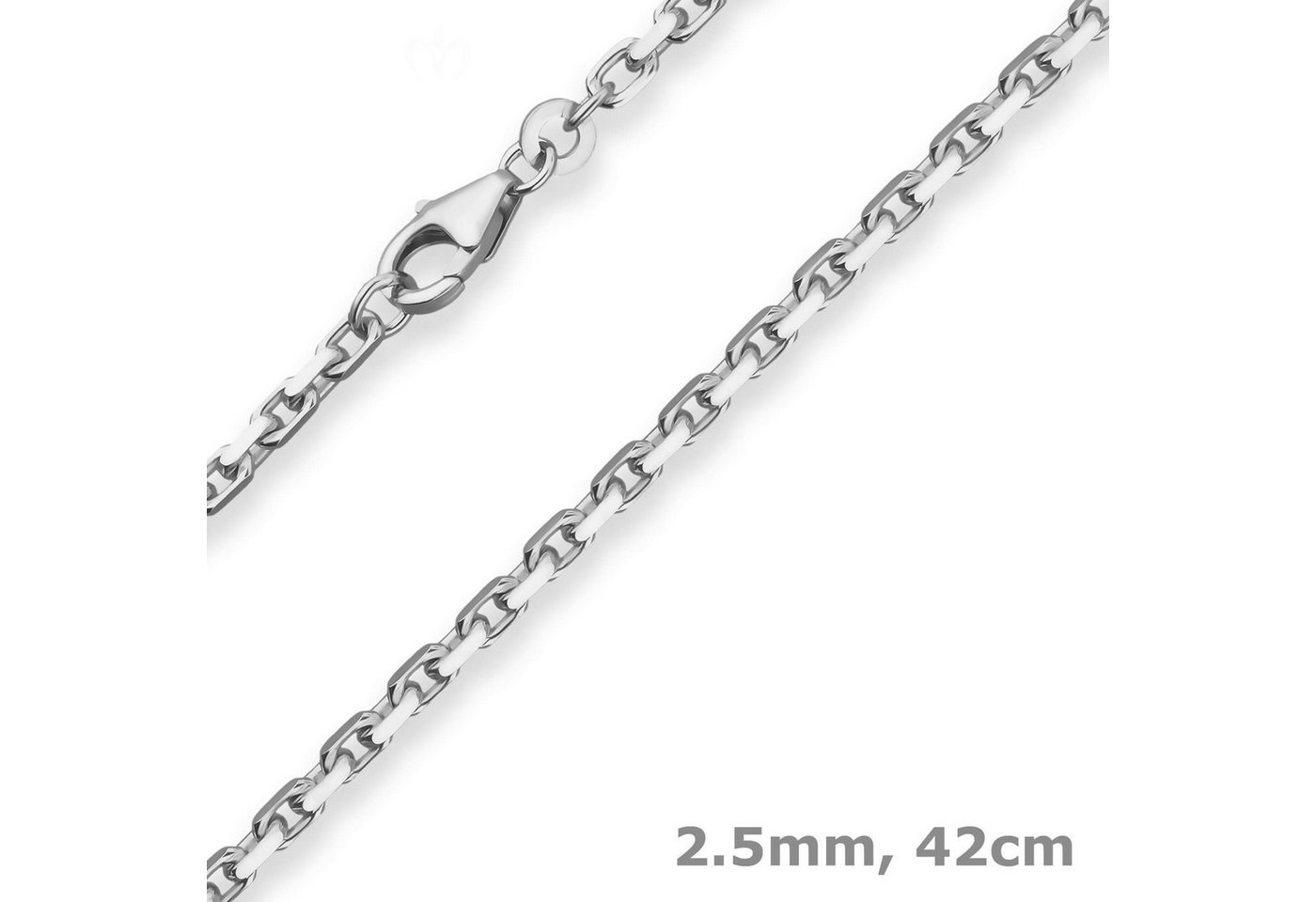 Schmuck Krone Silberkette 2,5mm Ankerkette diamantiert aus 925 Silber 42cm, Silber 925 von Schmuck Krone