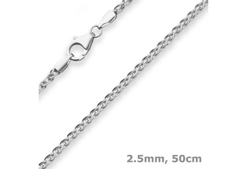 Schmuck Krone Silberkette 2,5mm Zopfkette aus 925 Silber 50cm, Silber 925 von Schmuck Krone