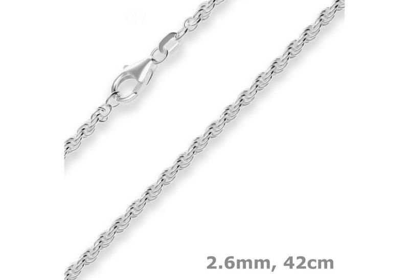 Schmuck Krone Silberkette 2,6mm Kordelkette massiv aus 925 Silber 42cm, Silber 925 von Schmuck Krone