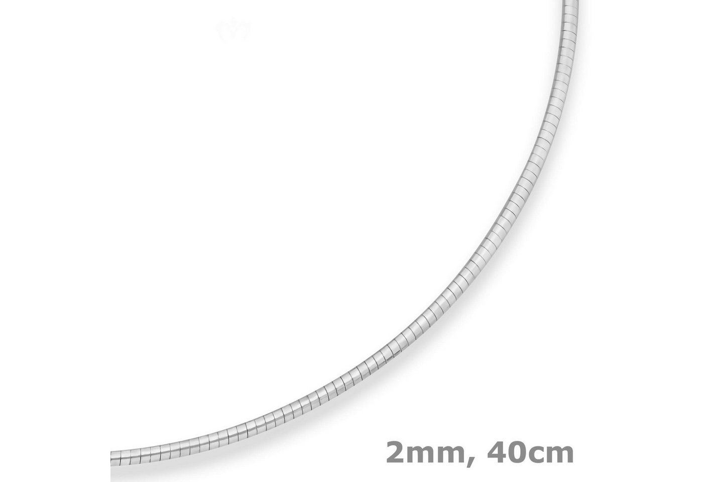 Schmuck Krone Silberkette 2mm Halsreif Omegakette Tondakette aus 925 Silber 40cm, Silber 925 von Schmuck Krone