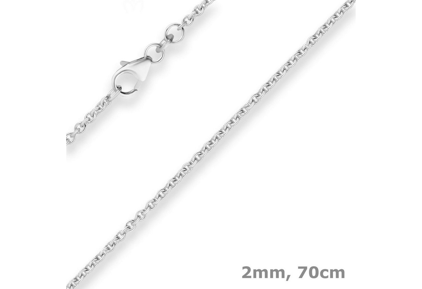 Schmuck Krone Silberkette 2mm Rund-Ankerkette aus 925 Silber 70cm, Silber 925 von Schmuck Krone