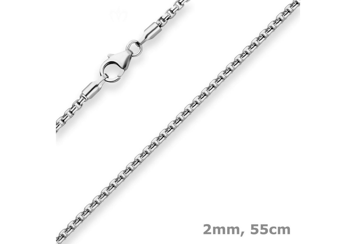 Schmuck Krone Silberkette 2mm Veneziakette rund aus 925 Silber rhodiniert 55cm, Silber 925 von Schmuck Krone