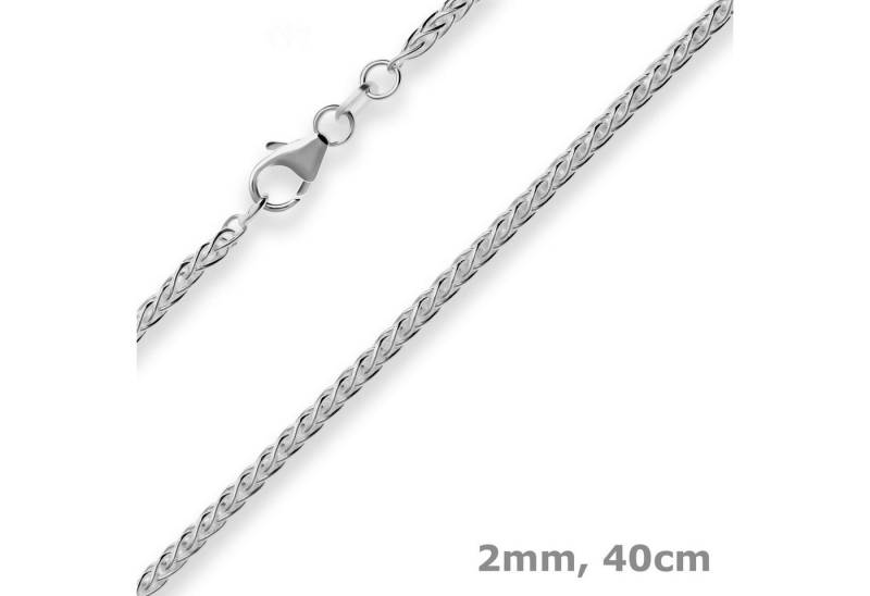 Schmuck Krone Silberkette 2mm Zopfkette aus 925 Silber rhodiniert 40cm, Silber 925 von Schmuck Krone