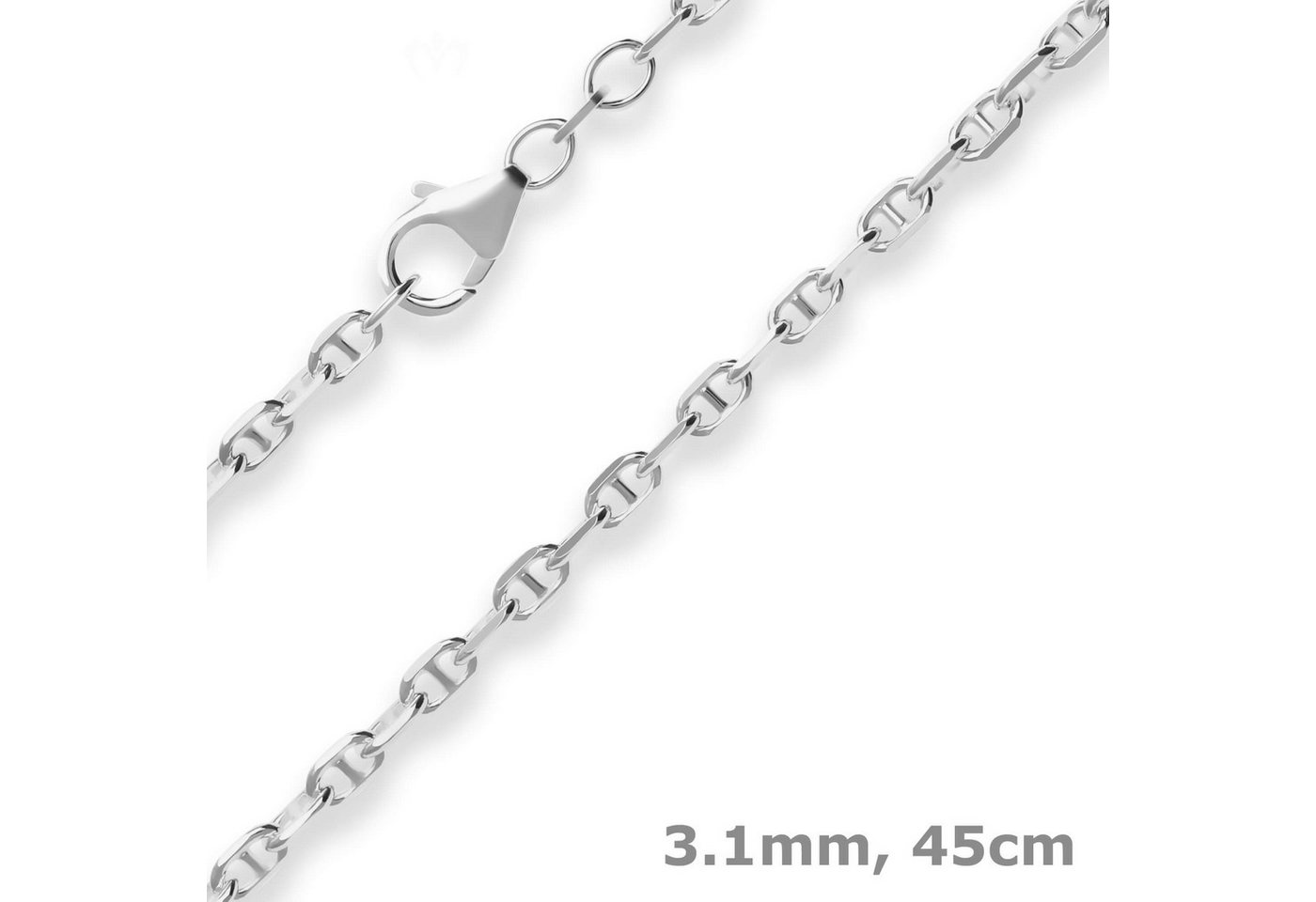 Schmuck Krone Silberkette 3,1mm Ankerkette-Steg aus 925 Silber 45cm, Silber 925 von Schmuck Krone