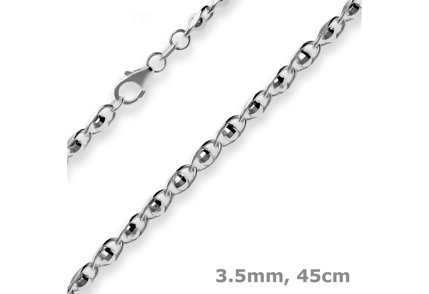 Schmuck Krone Silberkette 3,5mm Fantasiekette aus 925 Silber rhodiniert 45cm, Silber 925 von Schmuck Krone