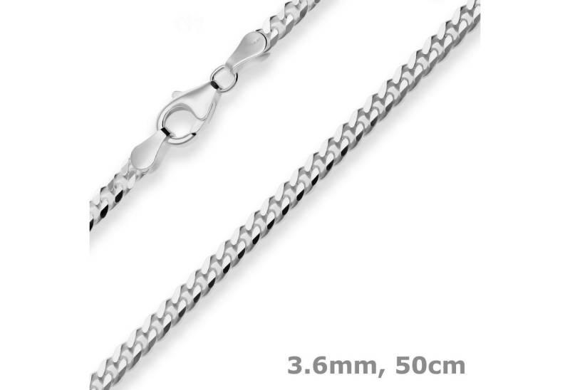 Schmuck Krone Silberkette 3,6mm Panzerkette aus 925 Silber rhodiniert 50cm, Silber 925 von Schmuck Krone