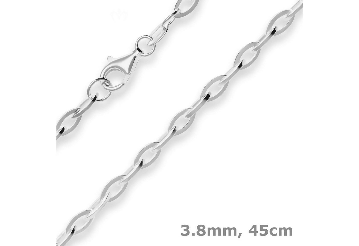 Schmuck Krone Silberkette 3,8mm Ankerkette weit aus 925 Silber 45cm, Silber 925 von Schmuck Krone