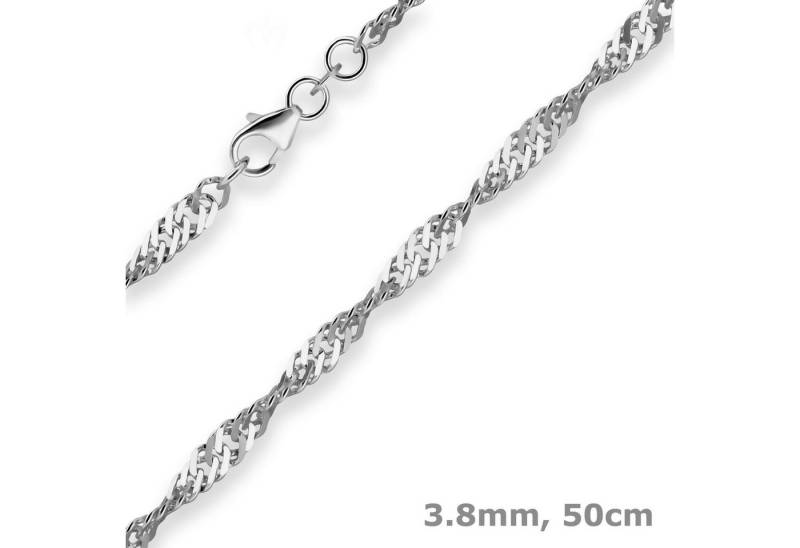 Schmuck Krone Silberkette 3,8mm Singapurkette aus 925 Silber rhodiniert 50cm, Silber 925 von Schmuck Krone