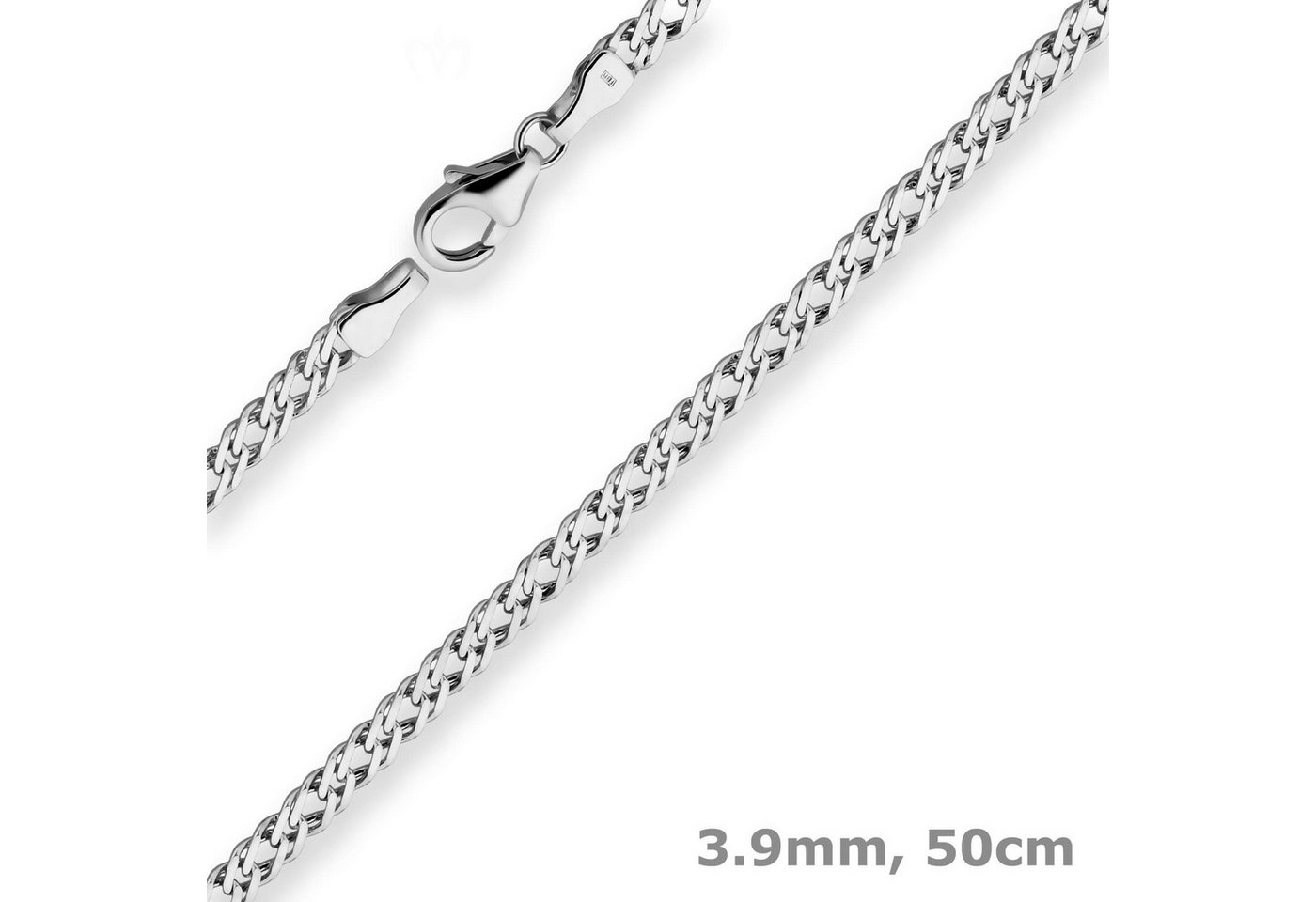 Schmuck Krone Silberkette 3,9mm Zwillingspanzerkette aus 925 Silber rhodiniert 50cm, Silber 925 von Schmuck Krone