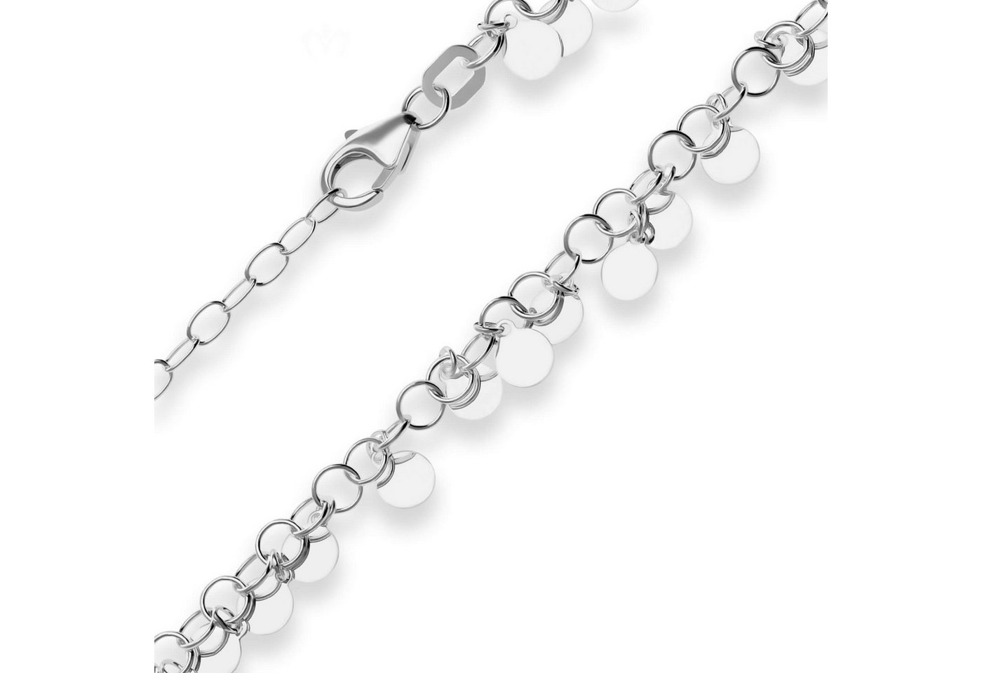 Schmuck Krone Silberkette 3mm Fantasiekette aus 925 Silber rhodiniert 38cm, Silber 925 von Schmuck Krone