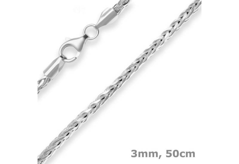 Schmuck Krone Silberkette 3mm Zopfkette aus 925 Silber 50cm, Silber 925 von Schmuck Krone