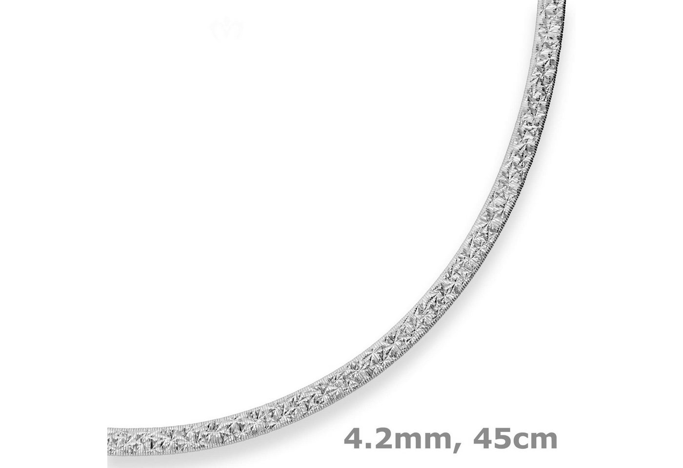 Schmuck Krone Silberkette 4,2mm Fantasiekette aus 925 Silber rhodiniert 45cm, Silber 925 von Schmuck Krone