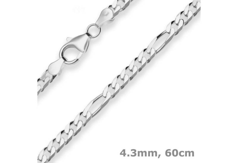 Schmuck Krone Silberkette 4,3mm Figarokette diamantiert aus 925 Silber 60cm, Silber 925 von Schmuck Krone
