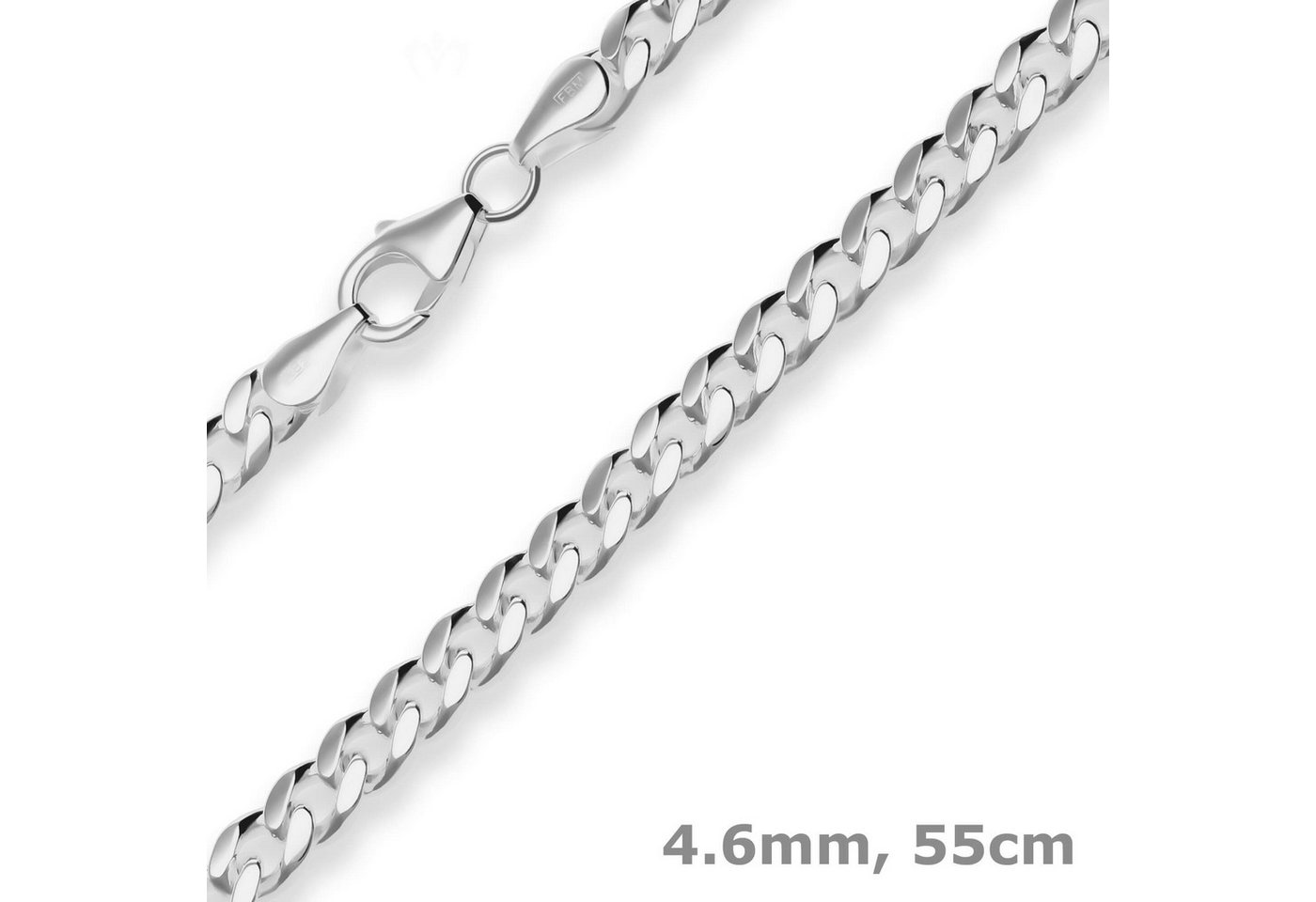 Schmuck Krone Silberkette 4,6mm Panzerkette oval diamantiert aus 925 Silber 55cm, Silber 925 von Schmuck Krone