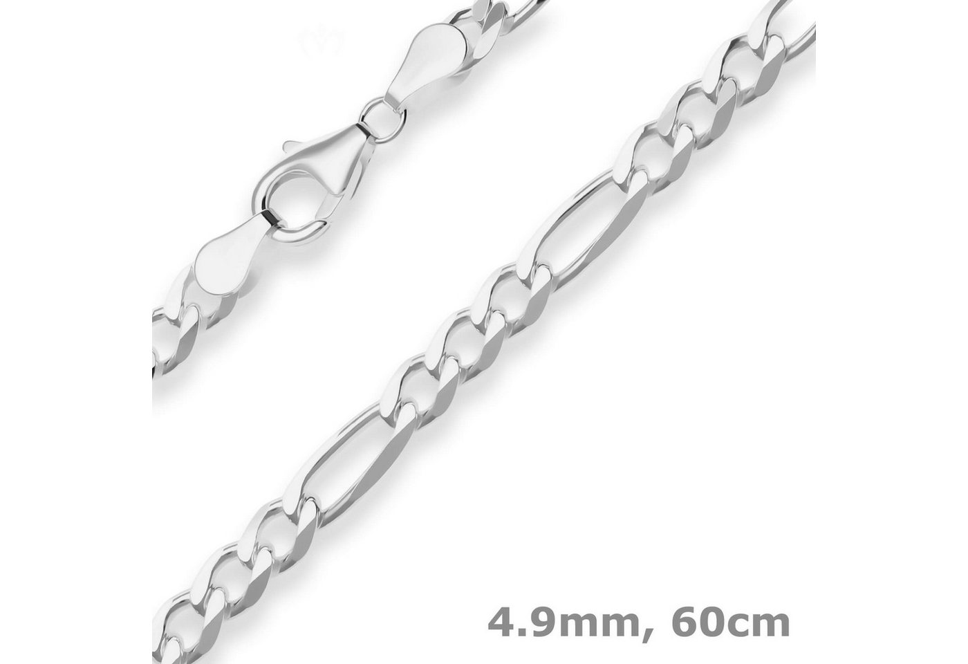 Schmuck Krone Silberkette 4,9mm Figarokette diamantiert aus 925 Silber 60cm, Silber 925 von Schmuck Krone