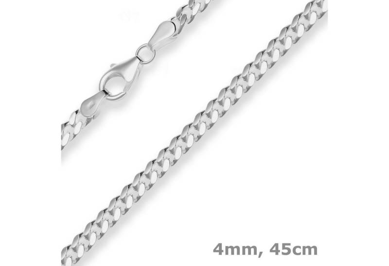 Schmuck Krone Silberkette 4mm Panzerkette oval diamantiert aus 925 Silber 45cm, Silber 925 von Schmuck Krone