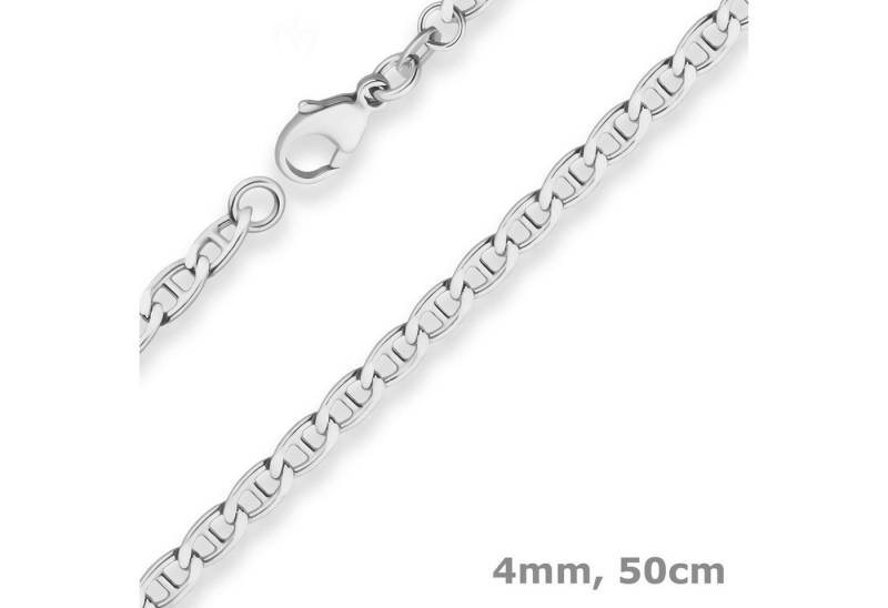 Schmuck Krone Silberkette 4mm Panzerstegkette aus 925 Silber 50cm, Silber 925 von Schmuck Krone