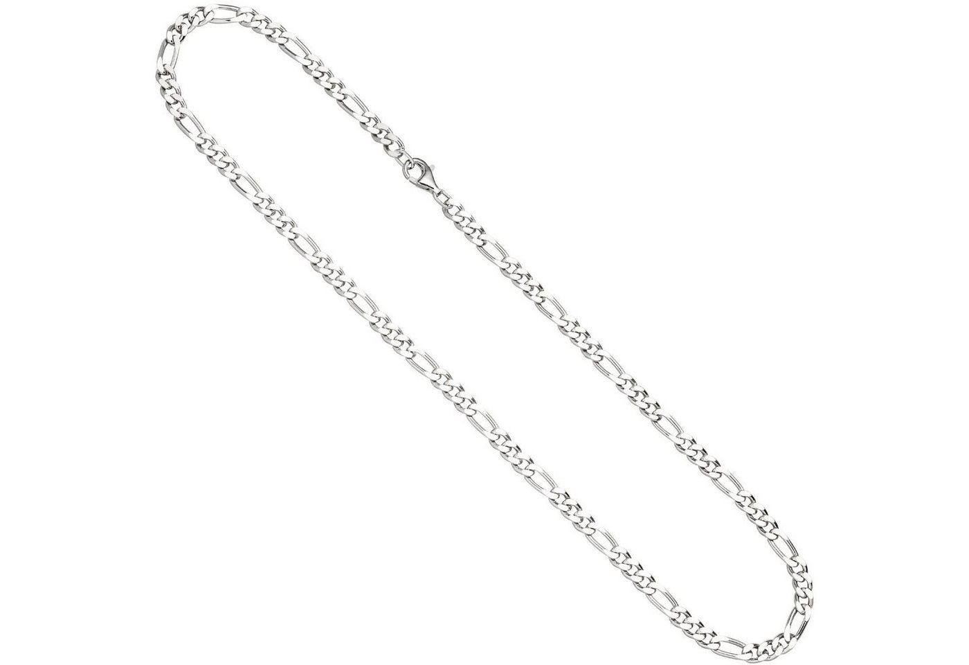 Schmuck Krone Silberkette 5,3mm Kette Figarokette aus 925 Silber rhodiniert diamantiert Halsschmuck, 60cm von Schmuck Krone
