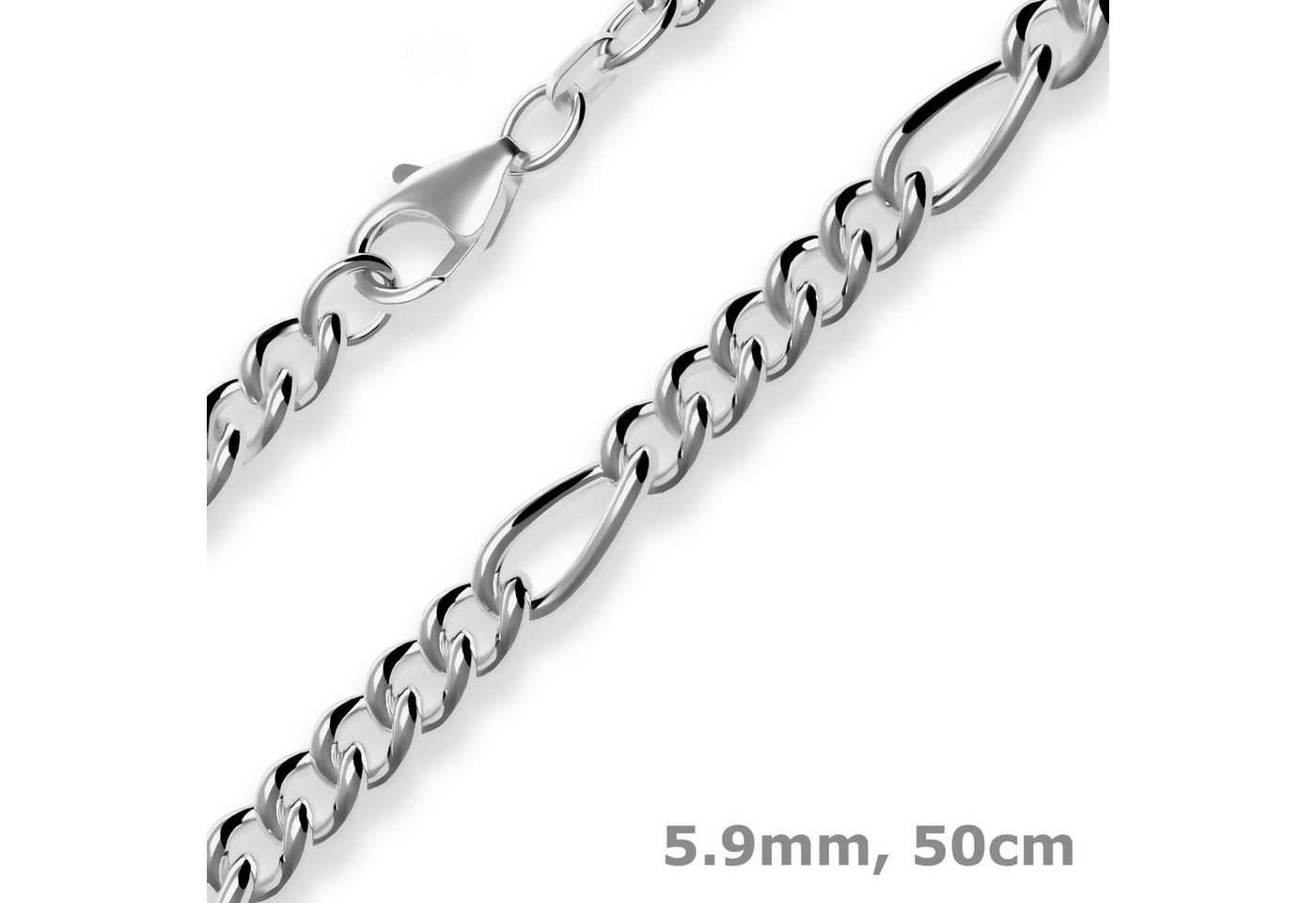 Schmuck Krone Silberkette 5,9mm Figarokette aus 925 Silber rhodiniert 50cm, Silber 925 von Schmuck Krone
