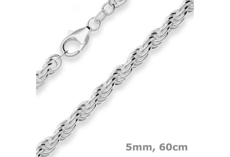 Schmuck Krone Silberkette 5mm Kordelkette massiv aus 925 Silber 60cm, Silber 925 von Schmuck Krone