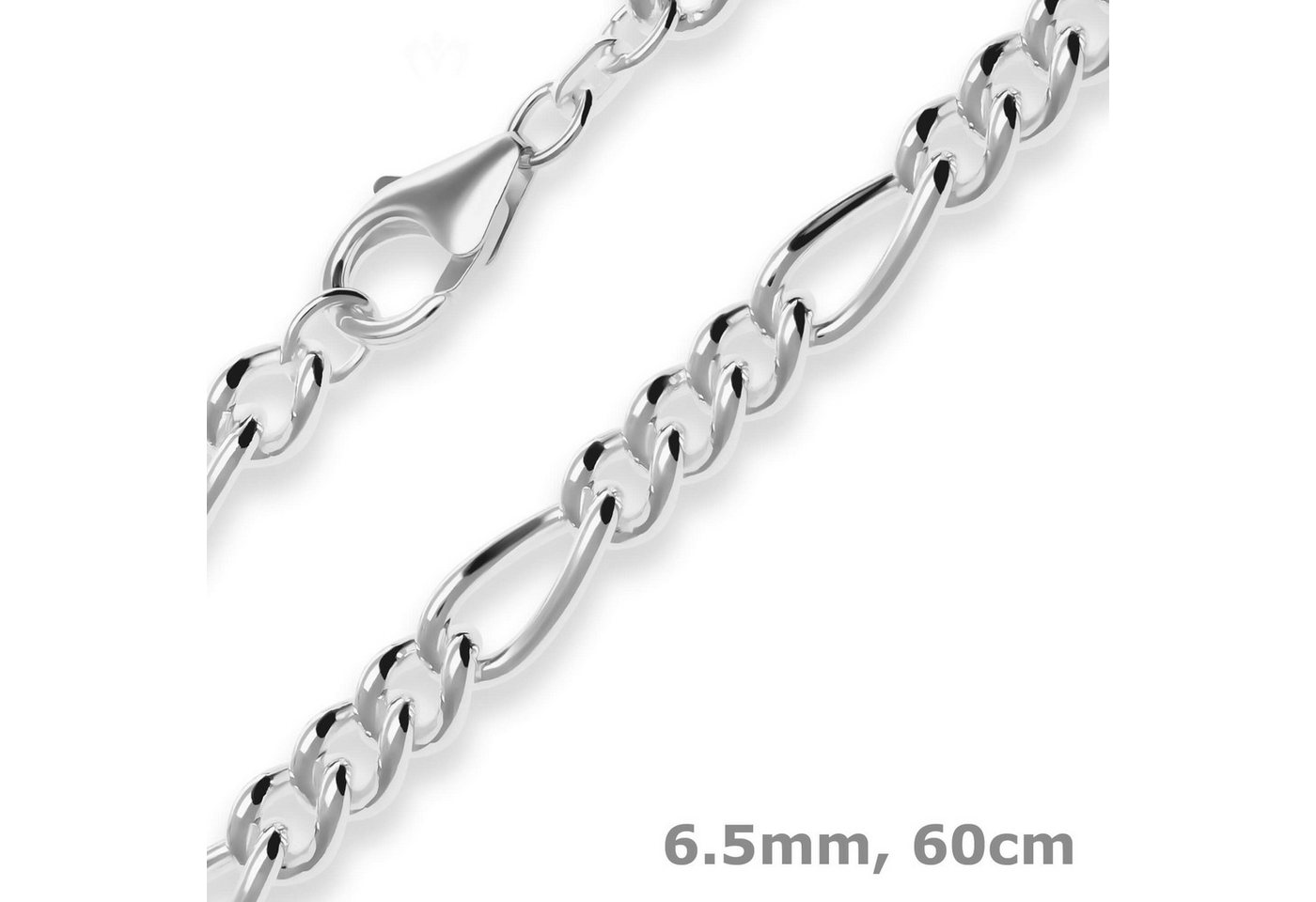 Schmuck Krone Silberkette 6,5mm Figarokette aus 925 Silber 60cm, Silber 925 von Schmuck Krone