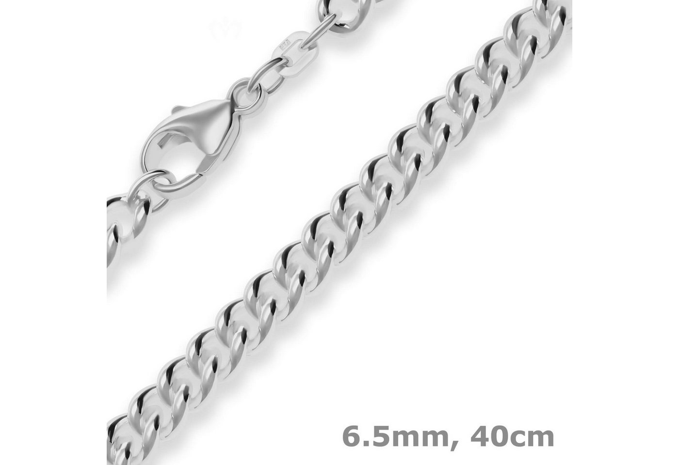 Schmuck Krone Silberkette 6,5mm Panzerkette rund aus 925 Silber 40cm, Silber 925 von Schmuck Krone