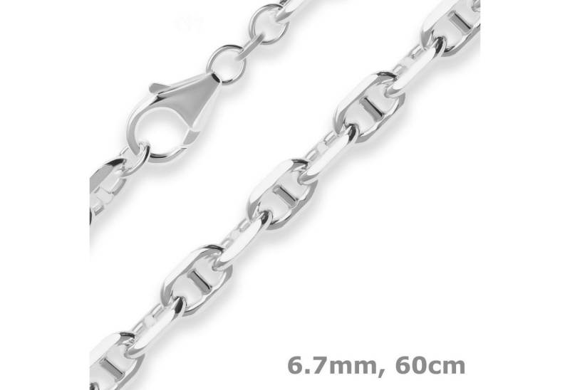 Schmuck Krone Silberkette 6,7mm Ankerkette-Steg aus 925 Silber 60cm, Silber 925 von Schmuck Krone