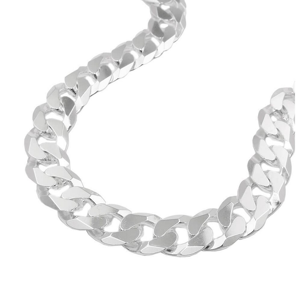 Schmuck Krone Silberkette 7,8mm Halskette flache Panzerkette aus 925 Silber diamantiert 50cm, Silber 925 von Schmuck Krone