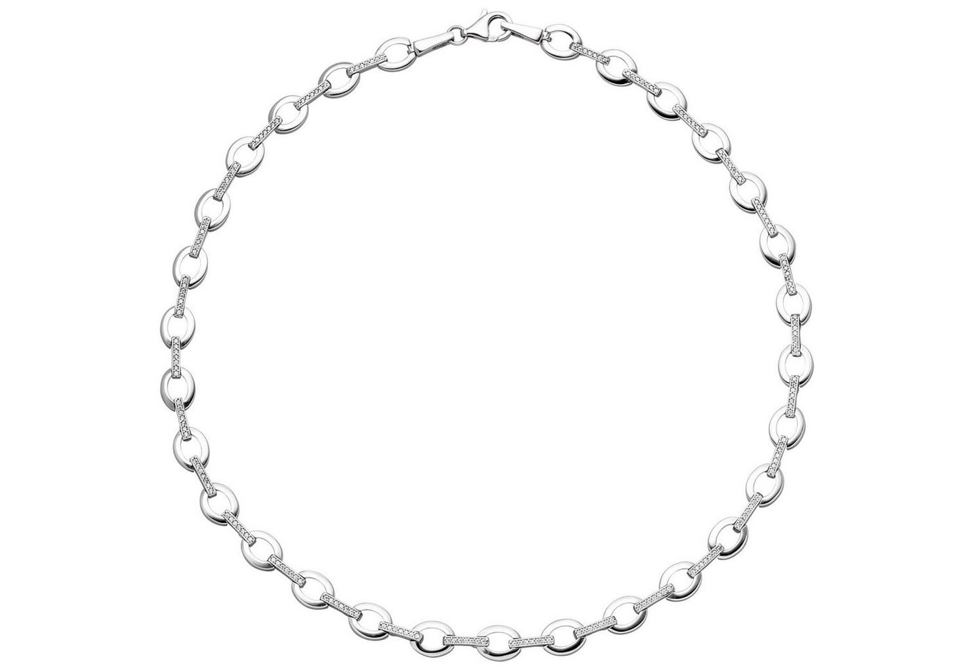 Schmuck Krone Silberkette 8mm Halskette Collier aus 925 Silber mit 196 weißen Zirkonia 45cm Halsschmuck von Schmuck Krone