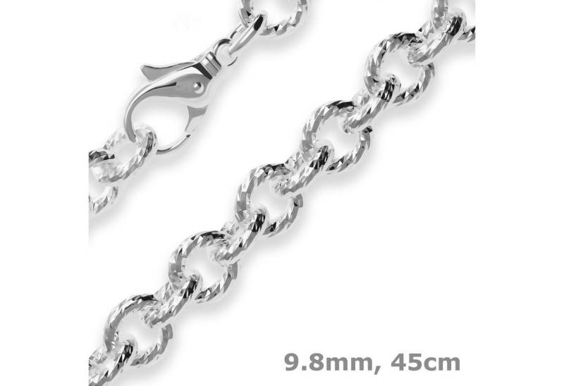 Schmuck Krone Silberkette 9,8mm Ankerkette gerieft aus 925 Silber 45cm, Silber 925 von Schmuck Krone