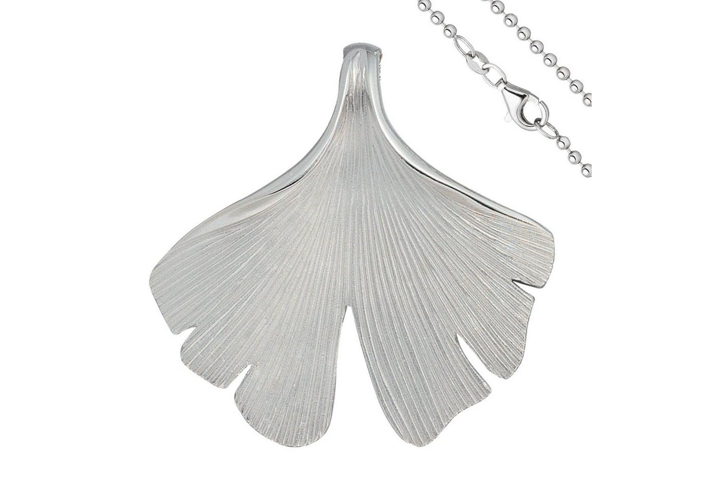 Schmuck Krone Silberkette Anhänger mit Halskette Ginkgoblatt aus 925 Silber mattiert 45cm Ginko Ginkgo von Schmuck Krone