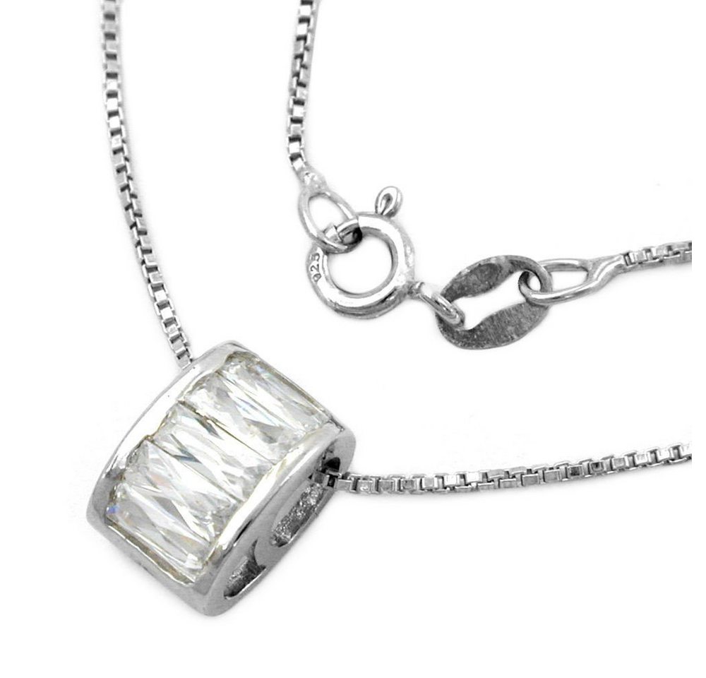 Schmuck Krone Silberkette Collier 42cm Kette mit Anhänger 5 Zirkonia 925 Silber rhodiniert Damen von Schmuck Krone