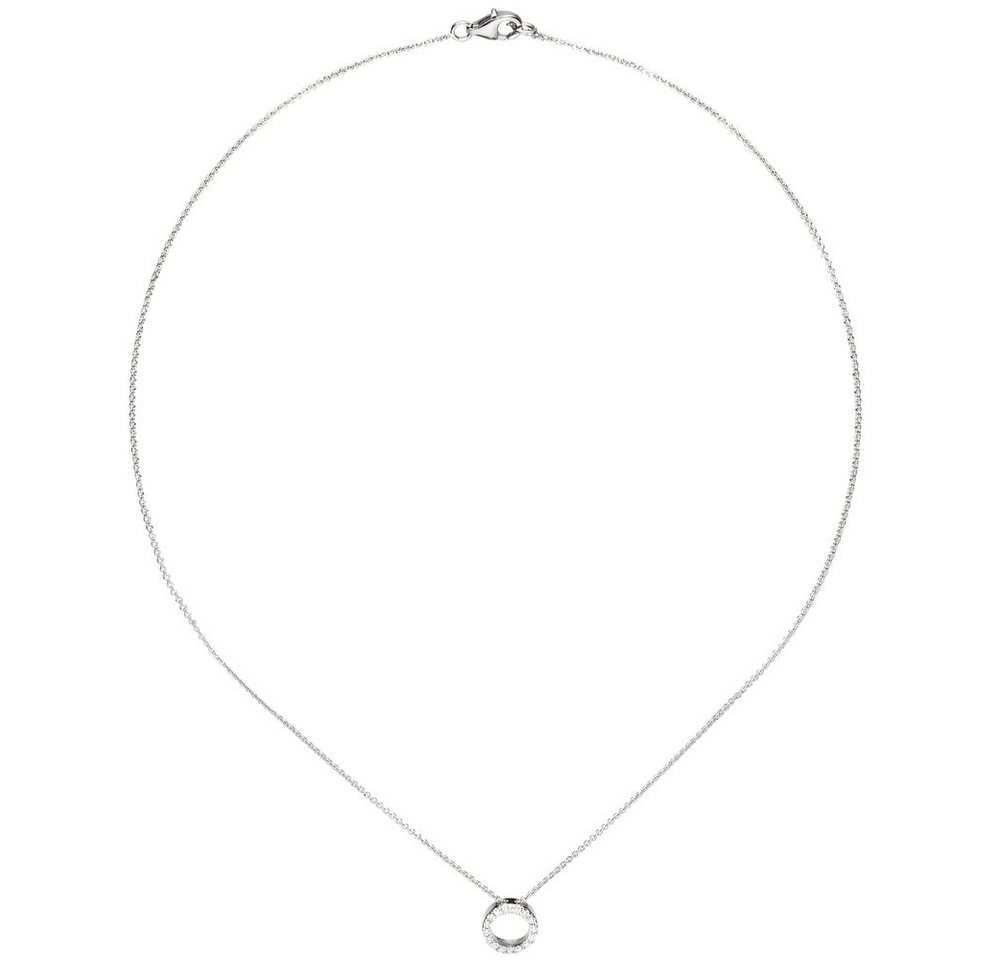 Schmuck Krone Silberkette Collier Ankerkette mit Anhänger Kreis mit Zirkonia weiß schlicht 925 Silber 43cm von Schmuck Krone