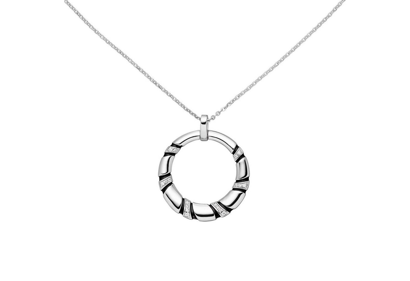 Schmuck Krone Silberkette Collier Halskette mit Anhänger 18 Zirkonia 925 Silber schwarze Lackauflagen 45cm von Schmuck Krone