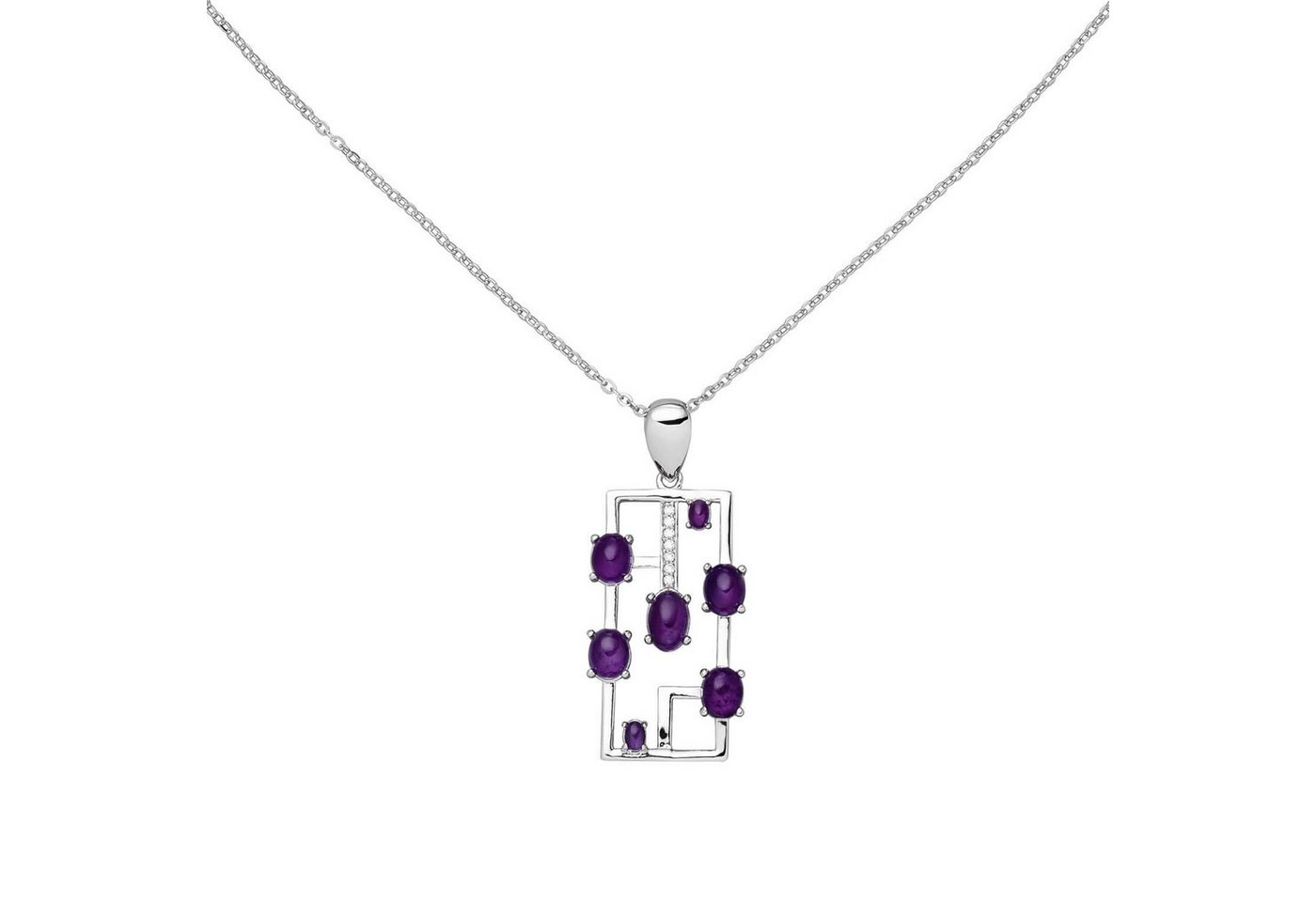 Schmuck Krone Silberkette Collier mit Anhänger Amethyste & Zirkonia, 925 Silber, 45cm, Silber 925 Schmuck Krone Silberkette Collier mit Anhänger Amethyste & Zirkonia, 925 Silber, 45cm, Silber 925 von Schmuck Krone