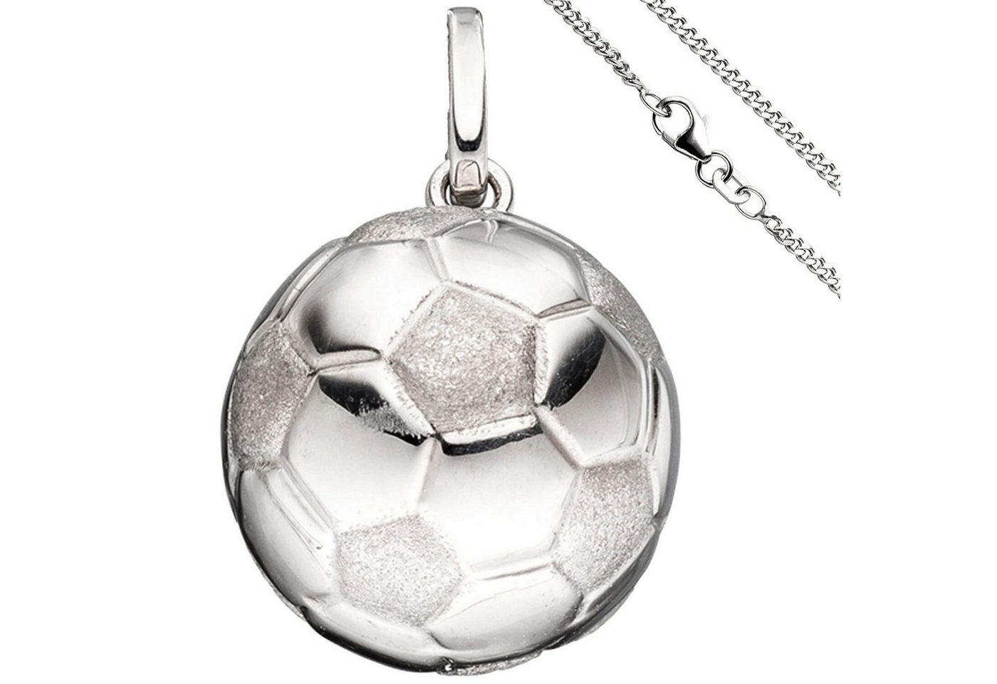 Schmuck Krone Silberkette Schmuck-Set, Fußball teilmatt 1,7mm Panzerkette aus 925 Silber Halsschmuck, 38cm von Schmuck Krone